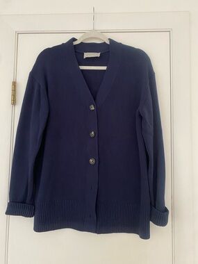 Everlane Navy Button-Front V-Neck Cardigan